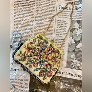 Vintage tapestry coin purse with chain strap